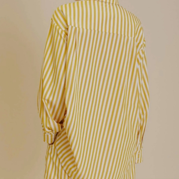Aureum Gold Stripe Button Down Top Size Small - Picture 2 of 14